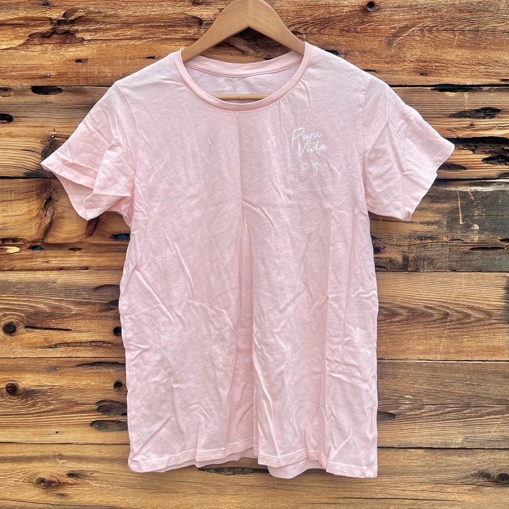 PURA VIDA | Logo Light Pink Short Sleeve T-Shirt XL